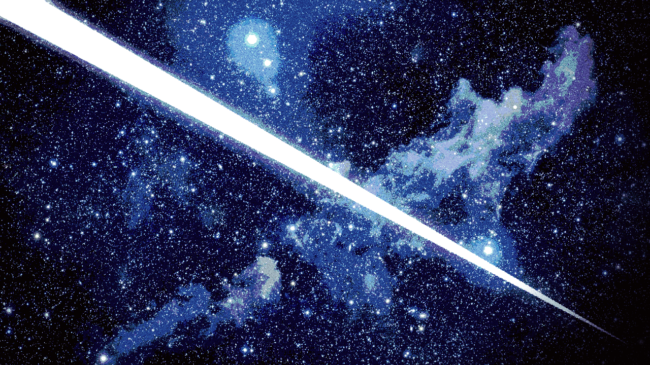 繁星与白色轨迹构成的宇宙信号画面